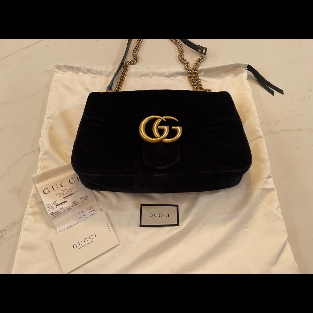 Gucci Marmont Black Velvet Bag